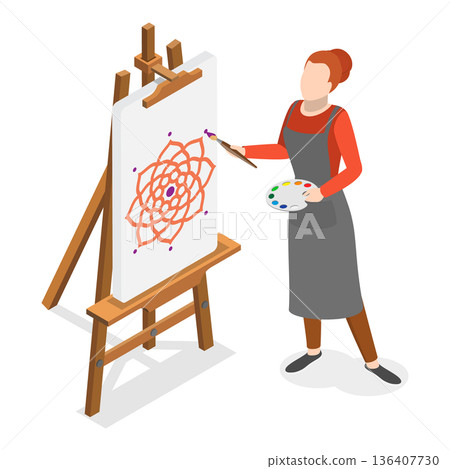 3D Isometric Flat  Illustration of Creative Psychotherapy. Item 2 136407730