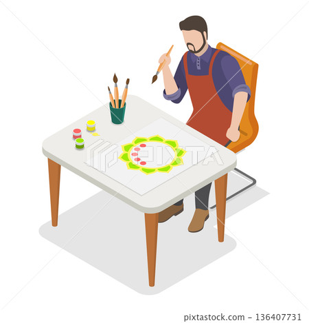 3D Isometric Flat Illustration of Creative Psychotherapy. Item 1 3D Isometric Flat Illustration of Creative Psychotherapy. Item 1 136407731