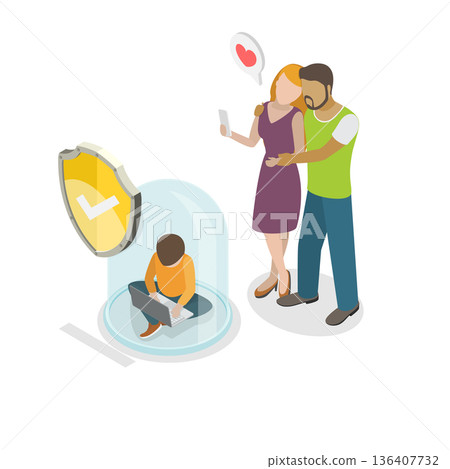 3D Isometric Flat Illustration of Internet Cyber Safety. Item 5 3D Isometric Flat Illustration of Internet Cyber Safety. Item 5 136407732