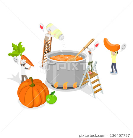 3D Isometric Flat Illustration of Cooking Classes. Item 2 3D Isometric Flat Illustration of Cooking Classes. Item 2 136407737