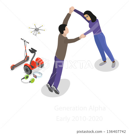 3D Isometric Flat  Illustration of Generations Comparison. Item 1 136407742