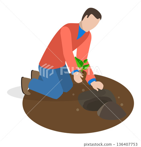 3D Isometric Flat Illustration of Home Garden. Item 2 3D Isometric Flat Illustration of Home Garden. Item 2 136407753