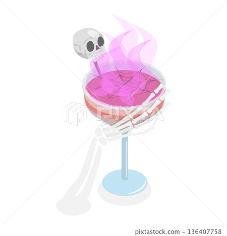 3D Isometric Flat  Illustration of Halloween Drinks. Item 2 136407758