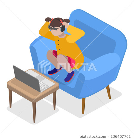 3D Isometric Flat  Illustration of Awareness and Inclusion in Childhood. Item 2 136407761