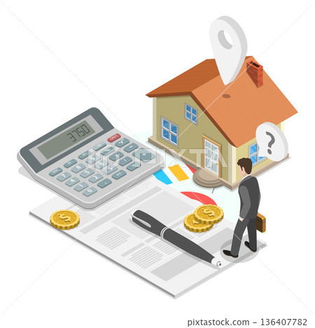 3D Isometric Flat  Illustration of Real Estate. Item 3 136407782