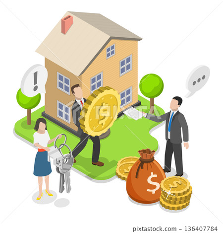 3D Isometric Flat  Illustration of Real Estate. Item 1 136407784