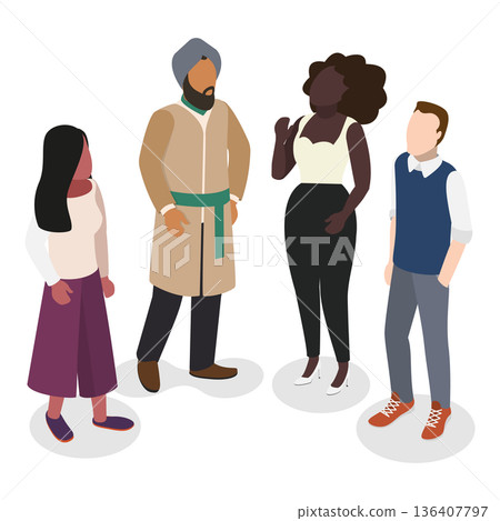3D Isometric Flat  Illustration of Human Diversity. Item 3 136407797