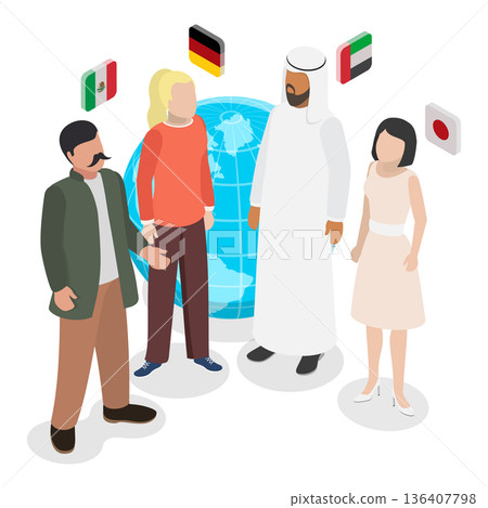 3D Isometric Flat Illustration of Human Diversity. Item 2 3D Isometric Flat Illustration of Human Diversity. Item 2 136407798