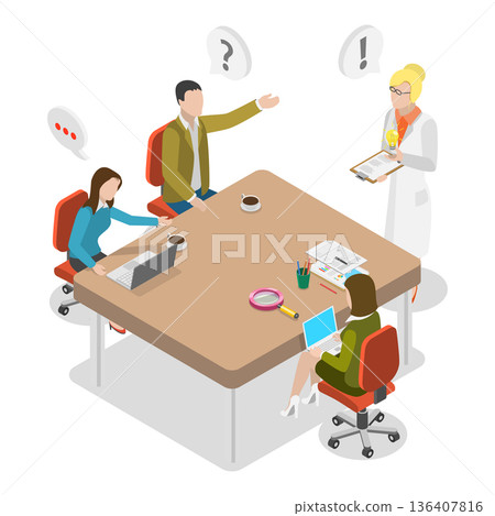 3D Isometric Flat  Illustration of Company Strategy Conference. Item 1 136407816
