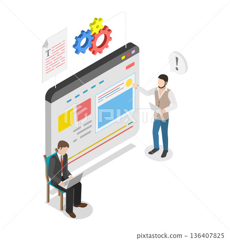 3D Isometric Flat  Illustration of SEO Analysis. Item 1 136407825