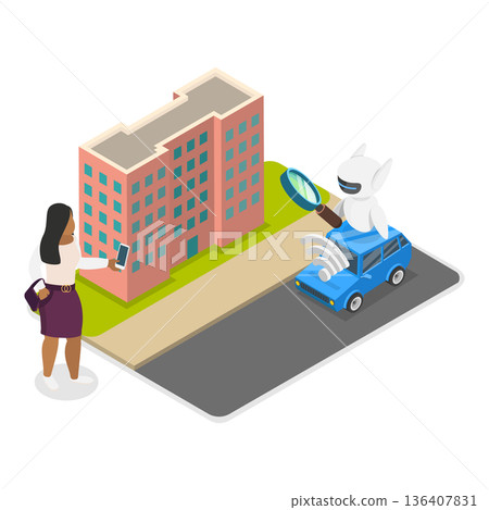 3D Isometric Flat Illustration of Robotic Vehicle. Item 1 3D Isometric Flat Illustration of Robotic Vehicle. Item 1 136407831