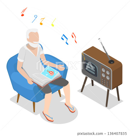 3D Isometric Flat  Illustration of Leisure Fun. Item 3 136407835