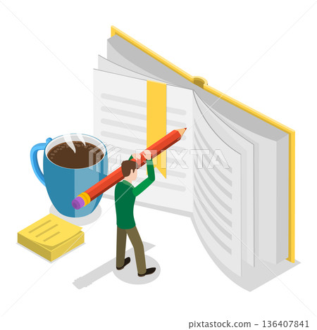 3D Isometric Flat  Illustration of Education Set. Item 1 136407841