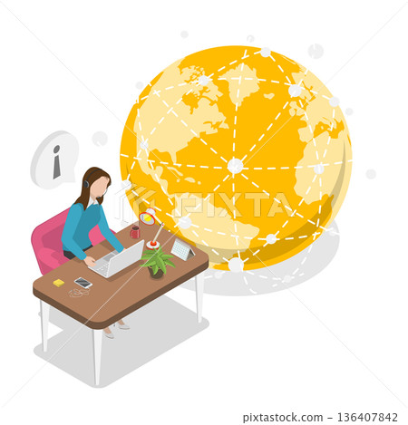 3D Isometric Flat  Illustration of Online Customer Support. Item 3 136407842
