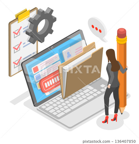 3D Isometric Flat Illustration of Computing Online Services. Item 3 3D Isometric Flat Illustration of Computing Online Services. Item 3 136407850