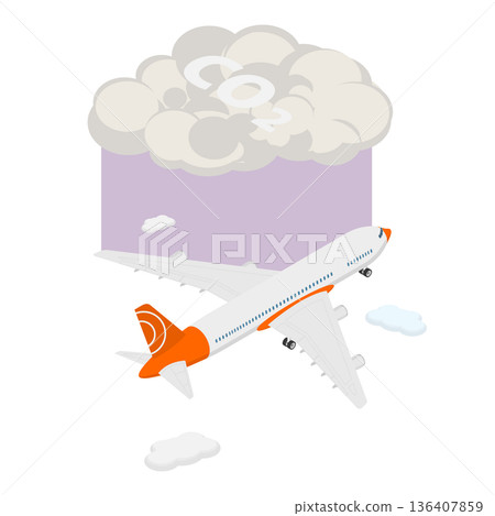 3D Isometric Flat  Illustration of Carbon Greenhouse. Item 2 136407859