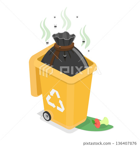 3D Isometric Flat  Illustration of Organic Disposal. Item 5 136407876
