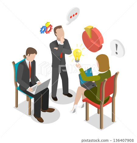 3D Isometric Flat  Illustration of MBA. Item 3 136407908