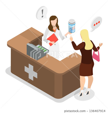 3D Isometric Flat  Illustration of Distribution of Pharm Products. Item 3 136407914