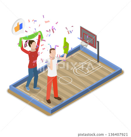 3D Isometric Flat Illustration of Best Team Cheering. Item 3 3D Isometric Flat Illustration of Best Team Cheering. Item 3 136407921