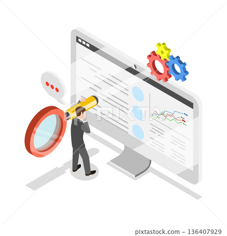 3D Isometric Flat  Illustration of Monetary Investment and Profit. Item 1 136407929