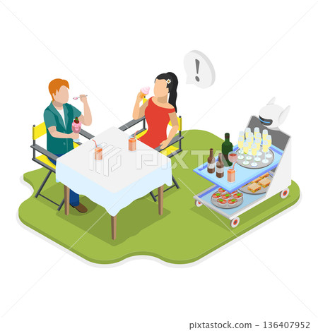 3D Isometric Flat Illustration of Electric Servant Services. Item 2 3D Isometric Flat Illustration of Electric Servant Services. Item 2 136407952