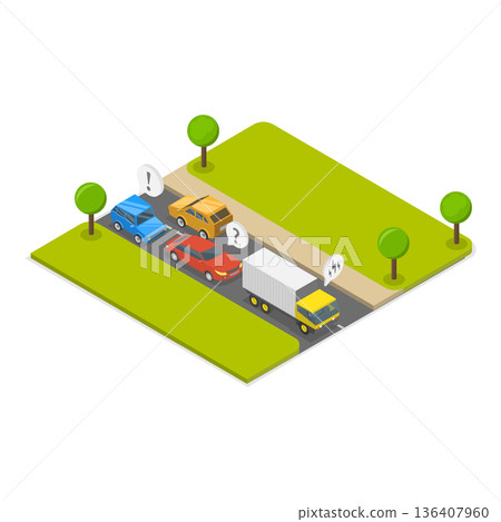 3D Isometric Flat  Illustration of Urban Transport. Item 3 136407960