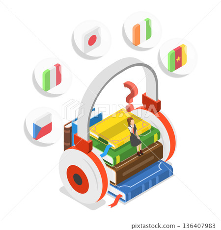 3D Isometric Flat  Illustration of International Study Opportunines. Item 3 136407983