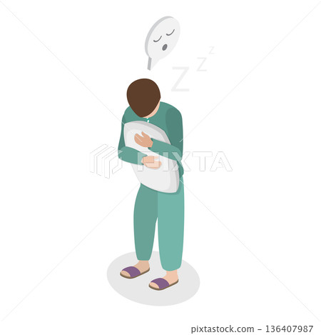 3D Isometric Flat  Illustration of Relaxation and Daydreaming. Item 1 136407987