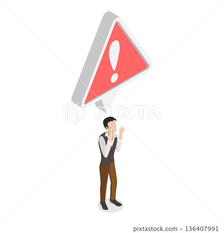 3D Isometric Flat  Illustration of Problem in Work Communication. Item 2 136407991