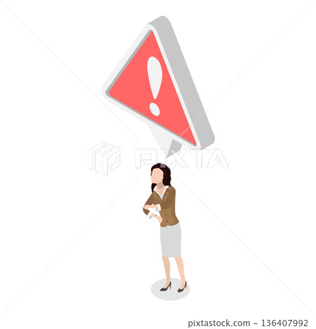 3D Isometric Flat  Illustration of Problem in Work Communication. Item 1 136407992