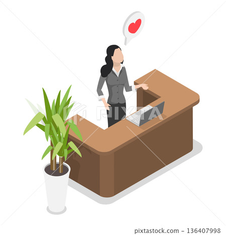 3D Isometric Flat Illustration of Restaurant Staff Characters. Item 2 3D Isometric Flat Illustration of Restaurant Staff Characters. Item 2 136407998
