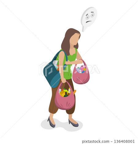 3D Isometric Flat Illustration of Tiredness. Item 1 3D Isometric Flat Illustration of Tiredness. Item 1 136408001