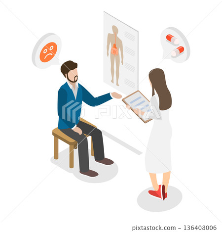 3D Isometric Flat  Illustration of Gastroenterology. Item 2 136408006