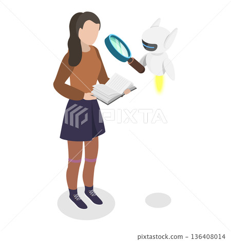 3D Isometric Flat  Illustration of Learning and AI Technologies. Item 2 136408014