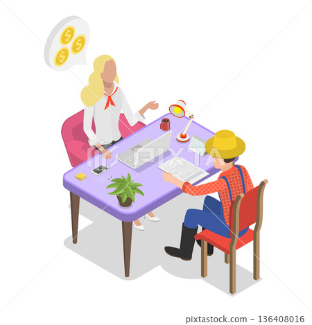 3D Isometric Flat Illustration of Agricultural Loan. Item 3 3D Isometric Flat Illustration of Agricultural Loan. Item 3 136408016