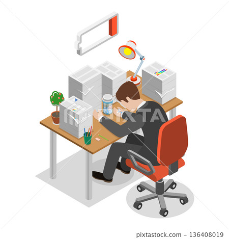 3D Isometric Flat  Illustration of Emergency Psychiatry. Item 3 136408019