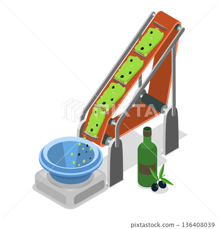 3D Isometric Flat Illustration of Production of Olive Oil. Item 1 3D Isometric Flat Illustration of Production of Olive Oil. Item 1 136408039