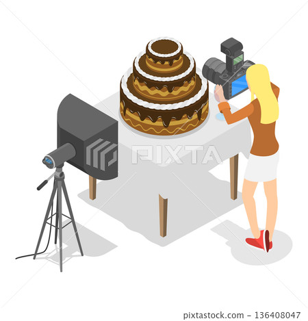 3D Isometric Flat Illustration of Professional Photographer. Item 2 3D Isometric Flat Illustration of Professional Photographer. Item 2 136408047