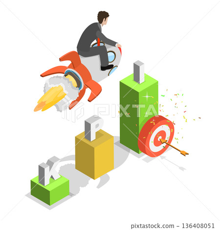 3D Isometric Flat  Illustration of Data Analisis and Statistics. Item 1 136408051
