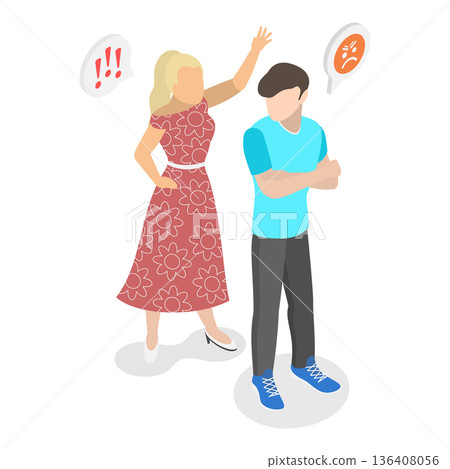 3D Isometric Flat Illustration of Couple Conflict Scenes. Item 2 3D Isometric Flat Illustration of Couple Conflict Scenes. Item 2 136408056