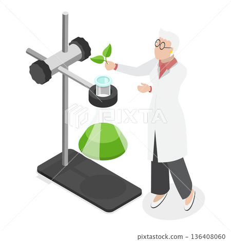 3D Isometric Flat  Set of Scientific Women. Item 3 136408060
