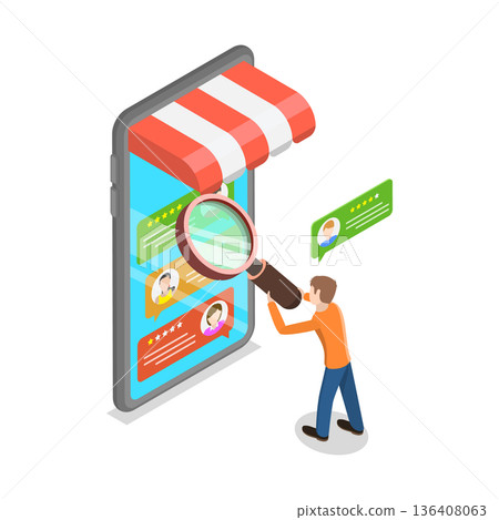 3D Isometric Flat Illustration of Quality Service Client Feedback. Item 3 3D Isometric Flat Illustration of Quality Service Client Feedback. Item 3 136408063