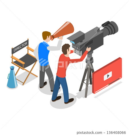 3D Isometric Flat Illustration of Multimedia Content Production. Item 3 3D Isometric Flat Illustration of Multimedia Content Production. Item 3 136408066