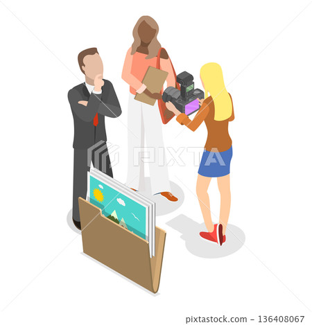 3D Isometric Flat Illustration of Multimedia Content Production. Item 2 3D Isometric Flat Illustration of Multimedia Content Production. Item 2 136408067