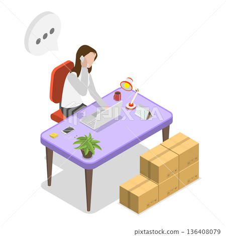3D Isometric Flat  Illustration of Reseller and Distributor. Item 2 136408079