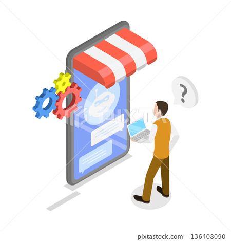 3D Isometric Flat Illustration of AI and Sales. Item 1 3D Isometric Flat Illustration of AI and Sales. Item 1 136408090