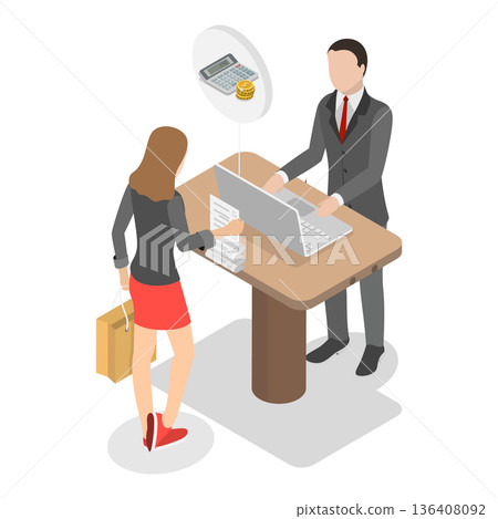 3D Isometric Flat  Illustration of Fine or Offence Payment. Item 2 136408092
