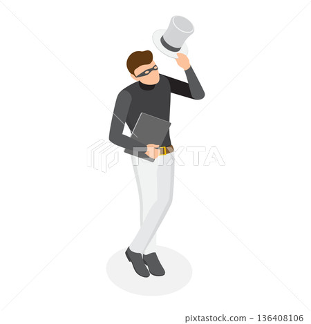 3D Isometric Flat Illustration of Hackers Classification. Item 1 3D Isometric Flat Illustration of Hackers Classification. Item 1 136408106