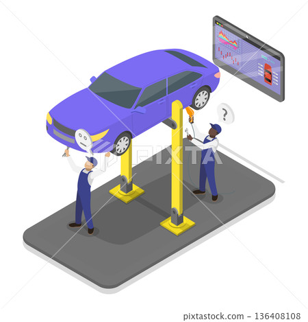 3D Isometric Flat  Illustration of Automotive Industry. Item 2 136408108